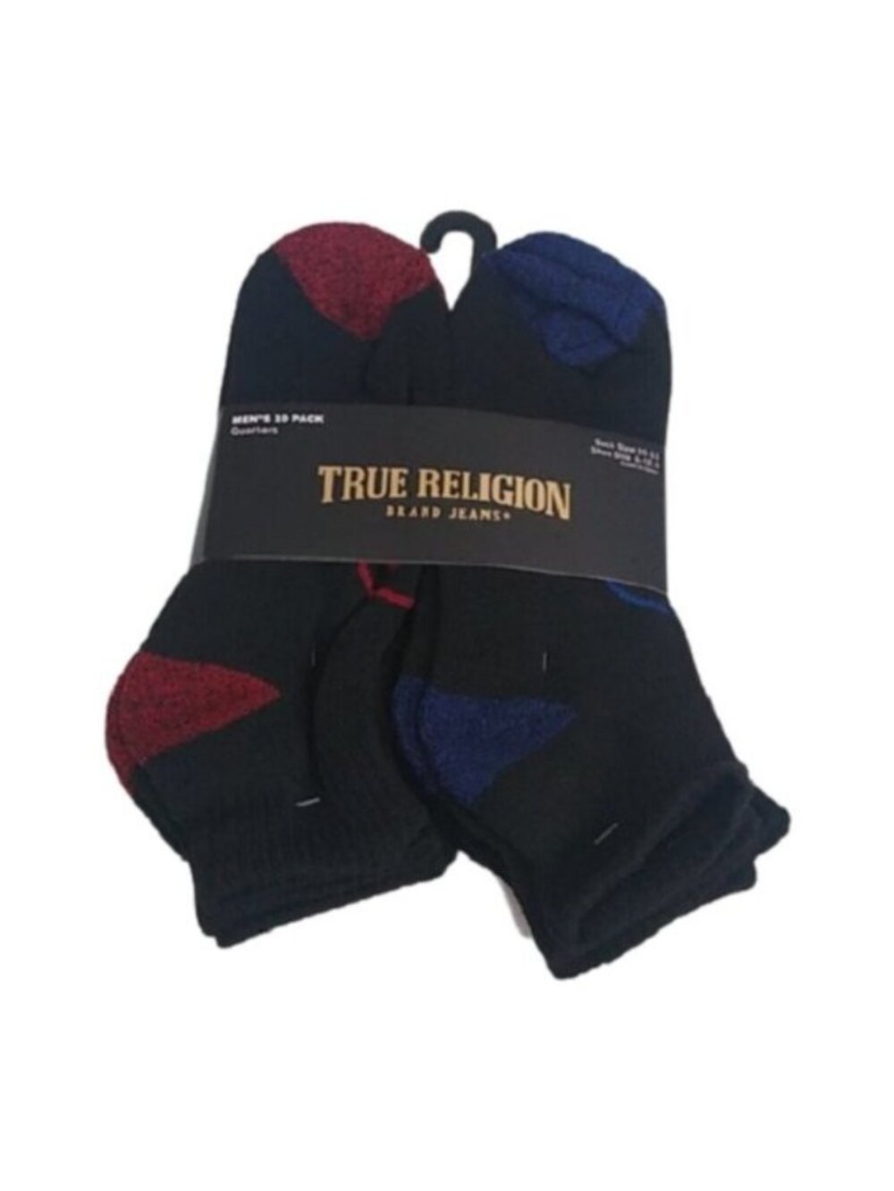 True Religion 10 pack Men's Quarter Crew Socks, size 10-13